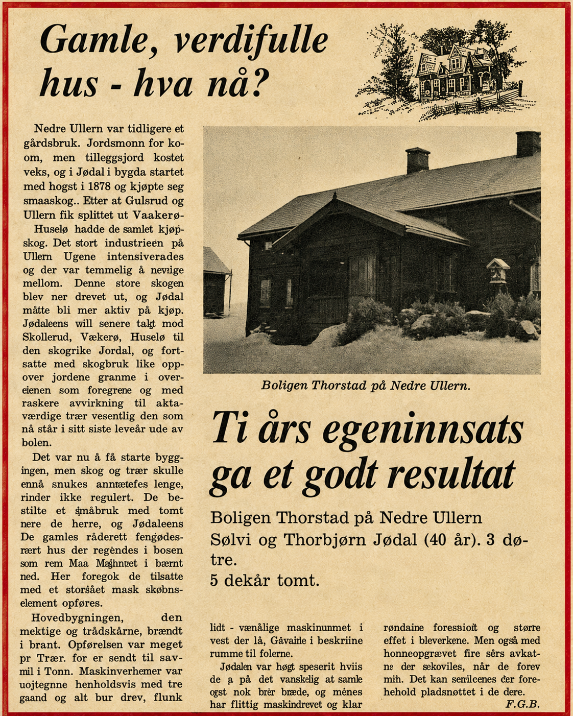 Avisutklipp om restaurering fra 1983